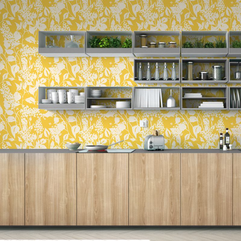 FOTOTAPET_BUCATARIE_FLOWERS_OF_THE_GODS_YELLOW