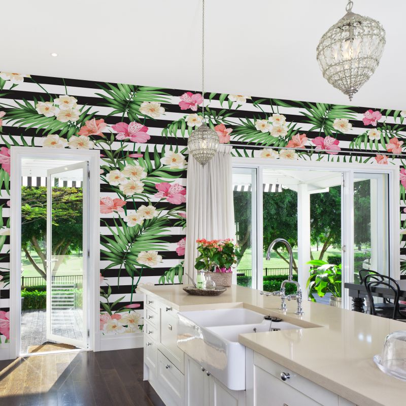 FOTOTAPET_BUCATARIE_STRIPED_FLOWERS