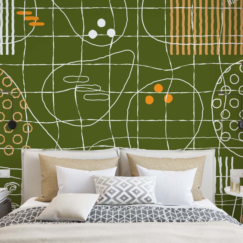 FOTOTAPET_DORMITOR_ABSTRACT_LINES_GREEN
