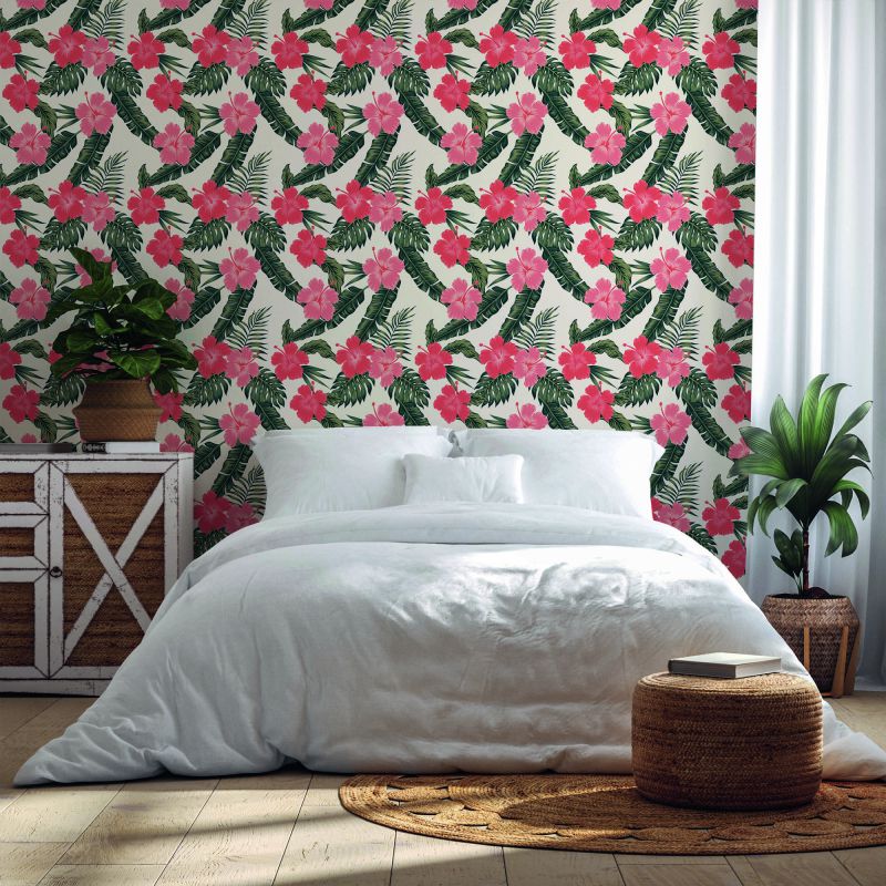 FOTOTAPET_DORMITOR_TROPICAL_HIBISCUS