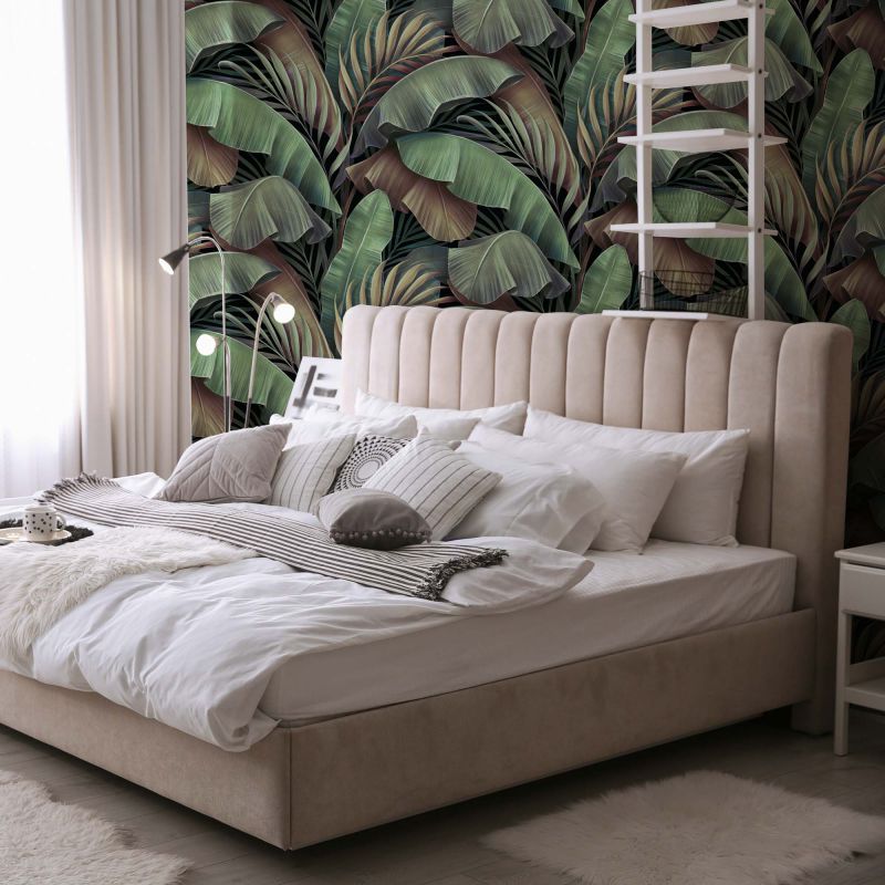 FOTOTAPET_DORMITOR_TROPICAL_LEAVES